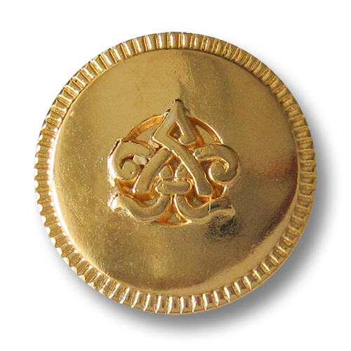 www.Knopfparadies.de - 3563gg - Beeindruckende gold glänzende Metallknöpfe mit Symbol