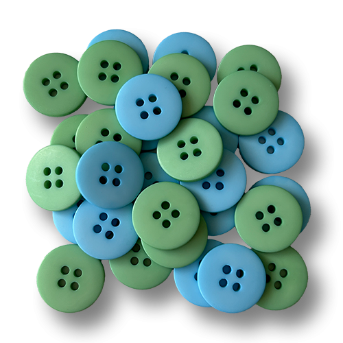 Packung mit 30 hellblau-grün gemischte Kunststoffknöpfe