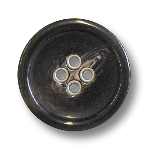 www.knopfparadies.de - 5981ds - Dunkelbraune Kunststoffknöpfe mit silberfarbenen Knopflöchern