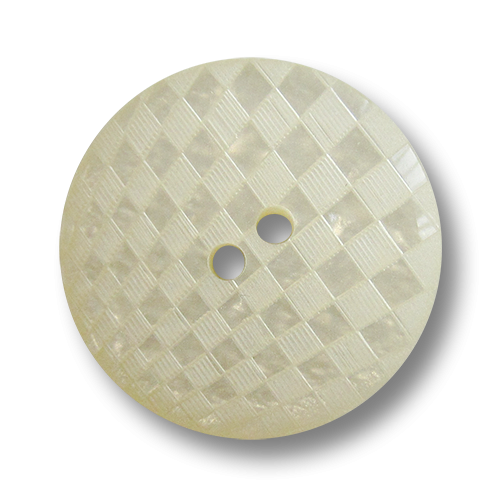 www.knopfparadies.de - 0026we - Perlmuttartig schimmernde Kunststoffknöpfe mit graphischem Muster in Wollweiß