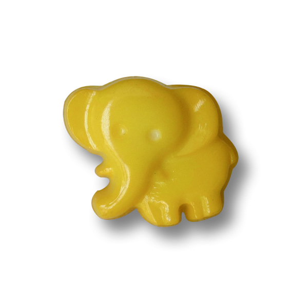 Niedlicher gelber Elefanten Kunststoff Ösen Knopf