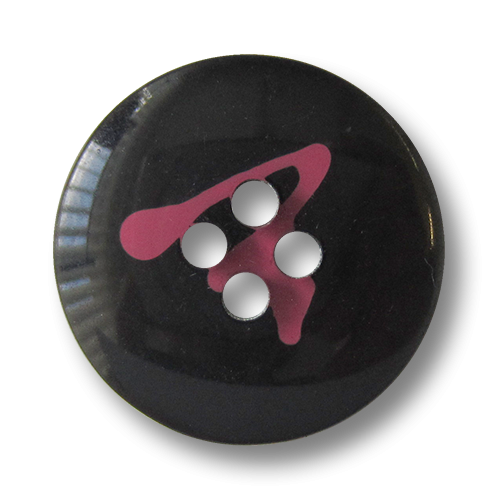 www.Knopfparadies.de - 1557ps - Freche schwarz pinke Knöpfe mit orginellem Muster