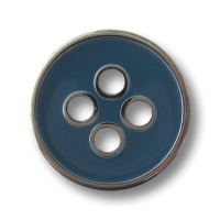 Moderner mittelblau silberfarbener Vierloch Metallknopf Moderner mittelblau silberfarbener Vierloch Metallknopf