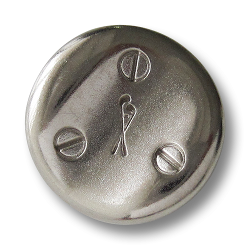 www.Knopfparadies.de - 3947ms - Moderne matt silberne Metallknöpfe mit gekreuzten Golfschlägern und Schlitzschrauben