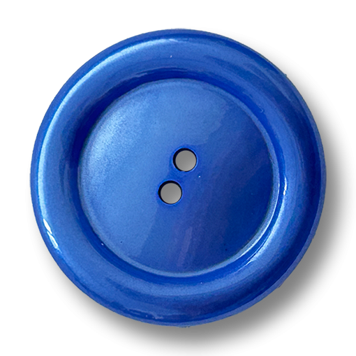 Blaue Kunststoffknöpfe mit Metall-Finish und besonderer Form