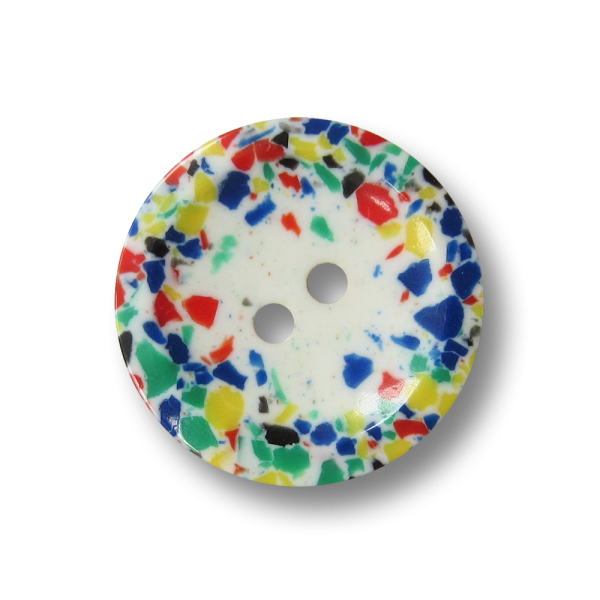 Hübscher weißer Kinder Knopf mit buntem Mosaik Rand