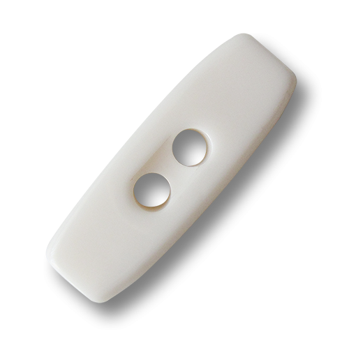 www.Knopfparadies.de - 5905we - Schlichte weiß glänzende Knebelknöpfe aus Kunststoff