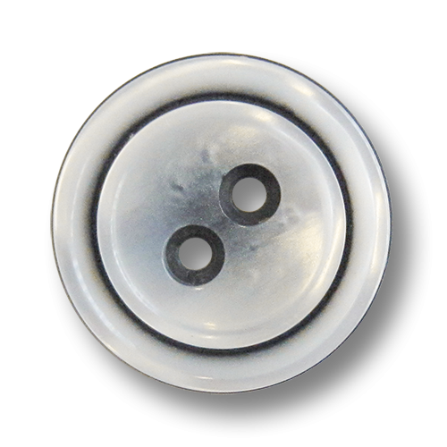 www.knopfparadies.de - 1023ws - Grau-weiß schillernde Kunststoffknöpfe mit schwarzen Rillen