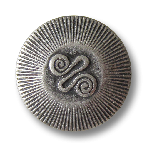 www.Knopfparadies.de - 0425as - Alt wirkende Metallknöpfe mit Spiral Symbol in Silber