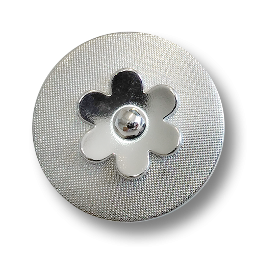 www.knopfparadies.de - 4432si - Silberfarbene Metallknöpfe mit Blütenmotiv