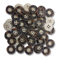 Trachtenknöpfe in Hirschhorn Optik, verschiedene Größen, zu Staffelpreisen, Kunststoff, 4-Loch Trachtenknöpfe in Hirschhorn Optik, verschiedene Größen, zu Staffelpreisen, Kunststoff, 4-Loch