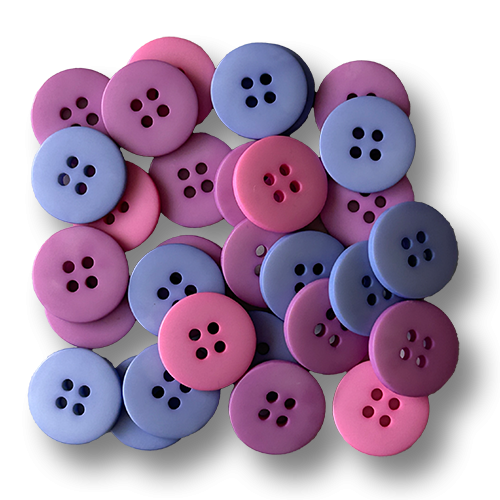 Packung mit 30 hellblau-rosa-lila gemischte Kunststoffknöpfe