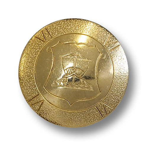 www.knopfparadies.de - 6087go - Goldfarbene Blazerknöpfe aus Metall mit Wappen und Segelschiff