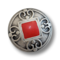 www.knopfparadies.de - 5512sr - Altsilberfarbene TRachtenknöpfe mit rotem Viereck www.knopfparadies.de - 5512sr - Altsilberfarbene TRachtenknöpfe mit rotem Viereck