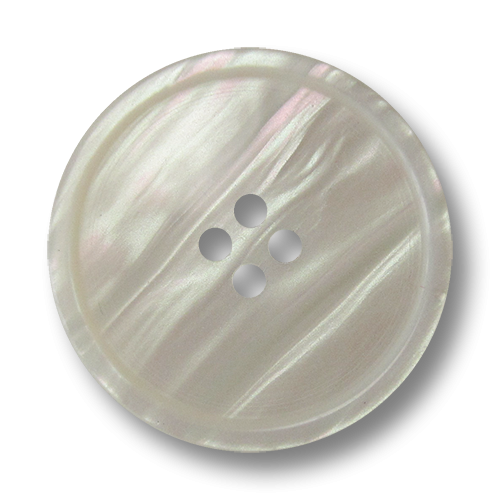 www.Knopfparadies.de - 1631we - Weiß irisierende Vierloch Kunststoffknöpfe in Perlmutt Optik