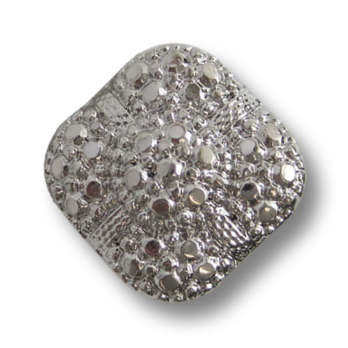 www.Knopfparadies.de - 0027si - Edle rautenförmige Ösenknöpfe aus Kunststoff in silberner Metall-Optik