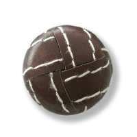 Braun geflochtener Leder Ösen Knopf mit weißer Stepp Naht Braun geflochtener Leder Ösen Knopf mit weißer Stepp Naht