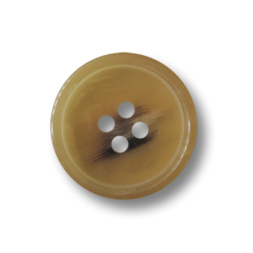 Beige melierter Vierloch Kunststoff Knopf in Horn Optik