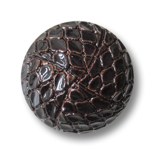 Brauner Kunststoff Ösen Knopf in Reptil Optik und Halbkugel Form