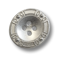 www.knopfparadies.de - 6929si - Matt silberfarbene Metallknöpfe mit vier Knopflöchern www.knopfparadies.de - 6929si - Matt silberfarbene Metallknöpfe mit vier Knopflöchern